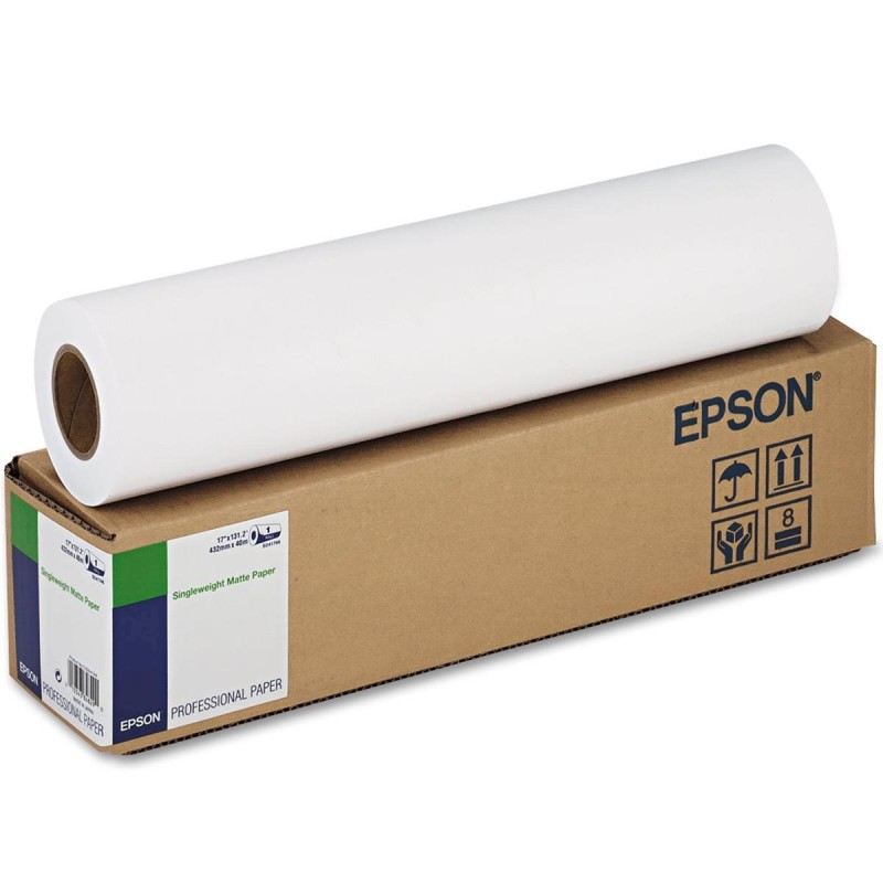 Epson fotopapír, 432/40/Singleweight Matte Paper Roll, matný, 17", C13S041746, 120 g/m2, papír, 432mmx40m, bílý, pro inkoustové