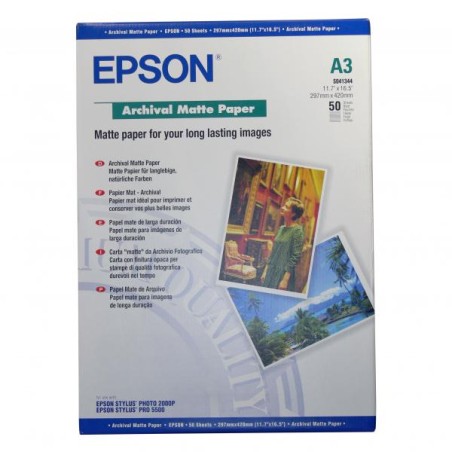 Epson Archival Matte Paper - Matný - A3 (297 x 420 mm) - 192 g/m? - 50 listy papír - pro SureColor SC-P700, P7500, P… C13S041344