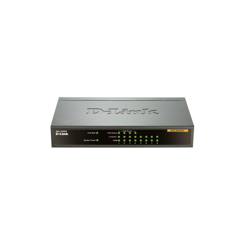 D-Link DES-1008PA 8x10/100 Desktop Switch, 4xPoE