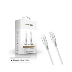 RhinoTech LITE MFi kabel s nylonovým opletem USB-C na Lightning 1.2m stříbrná