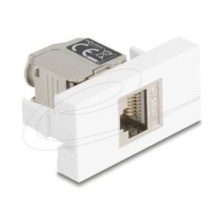 Delock - Easy 45 - zacvakávací modul - CAT 6a, s LED - RJ 45 - 1 souprava - bílá, stríbrná