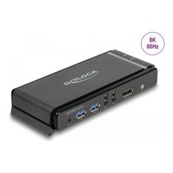 Delock - Prepínac KVM / audio / USB - DisplayPort 1.4 KVM switch 8K 60 Hz s USB 5 Gbps a audiem - 2 x KVM / zvuk / USB - 1