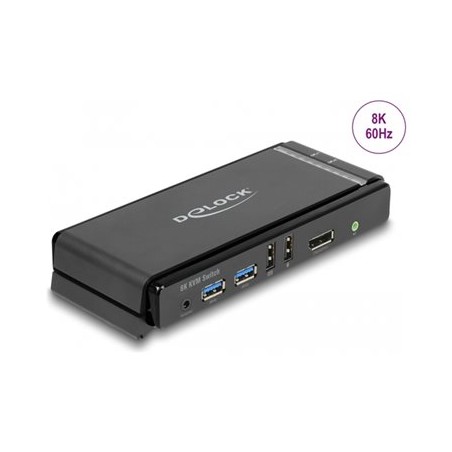 Delock - Prepínac KVM / audio / USB - DisplayPort 1.4 KVM switch 8K 60 Hz s USB 5 Gbps a audiem - 2 x KVM / zvuk / USB - 1
