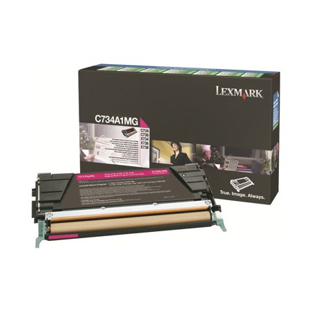 Lexmark originální toner C734A1MG, magenta, 6000str., return