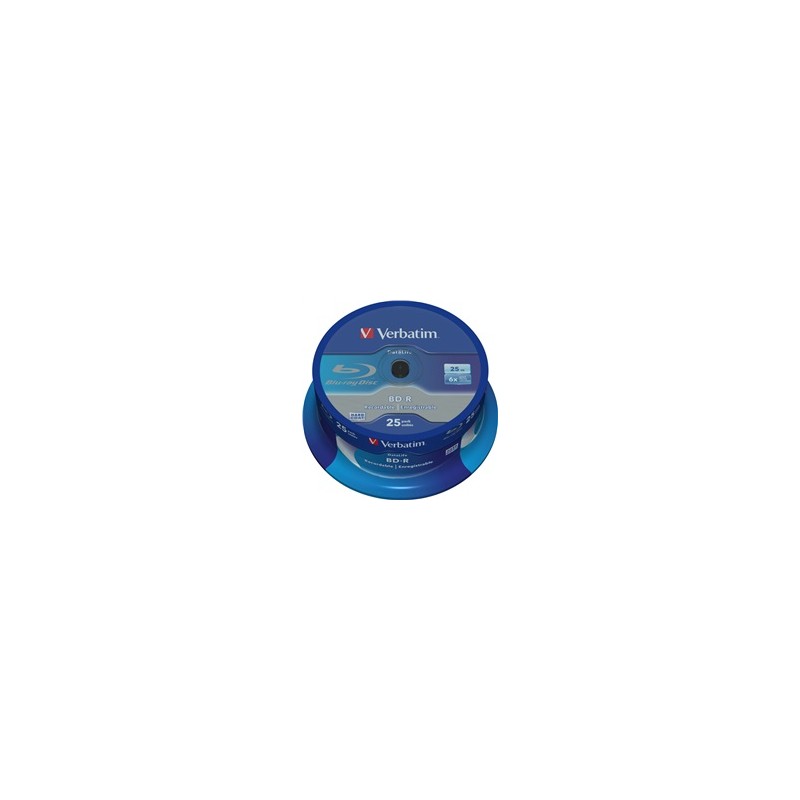 VERBATIM BD-R SL Datalife (25-pack)Blu-Ray/Spindle/6x/25GB WHITE BLUE SURFACE
