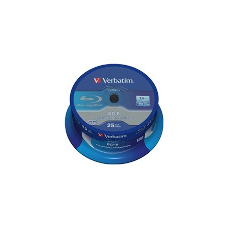 VERBATIM BD-R SL Datalife (25-pack)Blu-Ray/Spindle/6x/25GB WHITE BLUE SURFACE