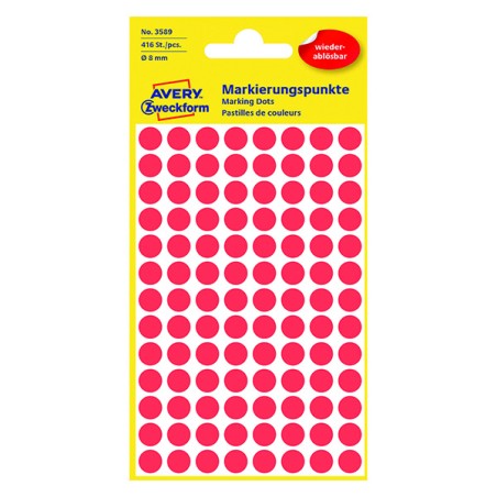 Avery Zweckform etikety 8mm, červené, 104 etiket, značkovací, baleno po 4 ks, 3589, pro ruční popis