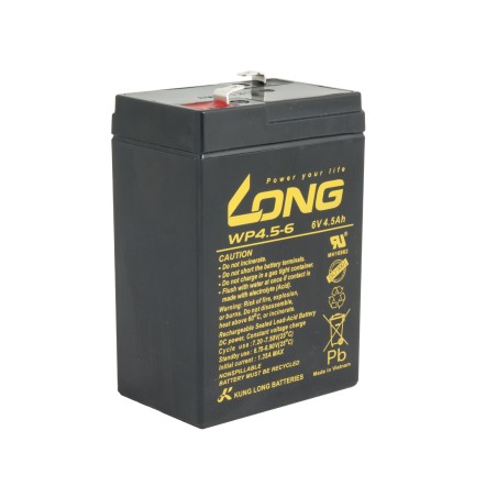 Long olověný akumulátor F1 pro UPS, EZS, EPS, 6V, 4.5Ah, PBLO-6V004,5-F1A