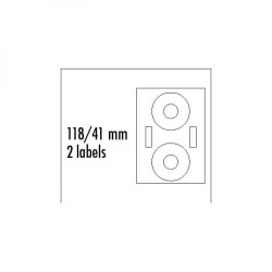 Logo etikety na CD 118/41mm, A4, matné, bílé, 2 etikety, 2 proužky, 140g/m2, baleno po 10 ks, pro inkoustové a laserové tiskárny