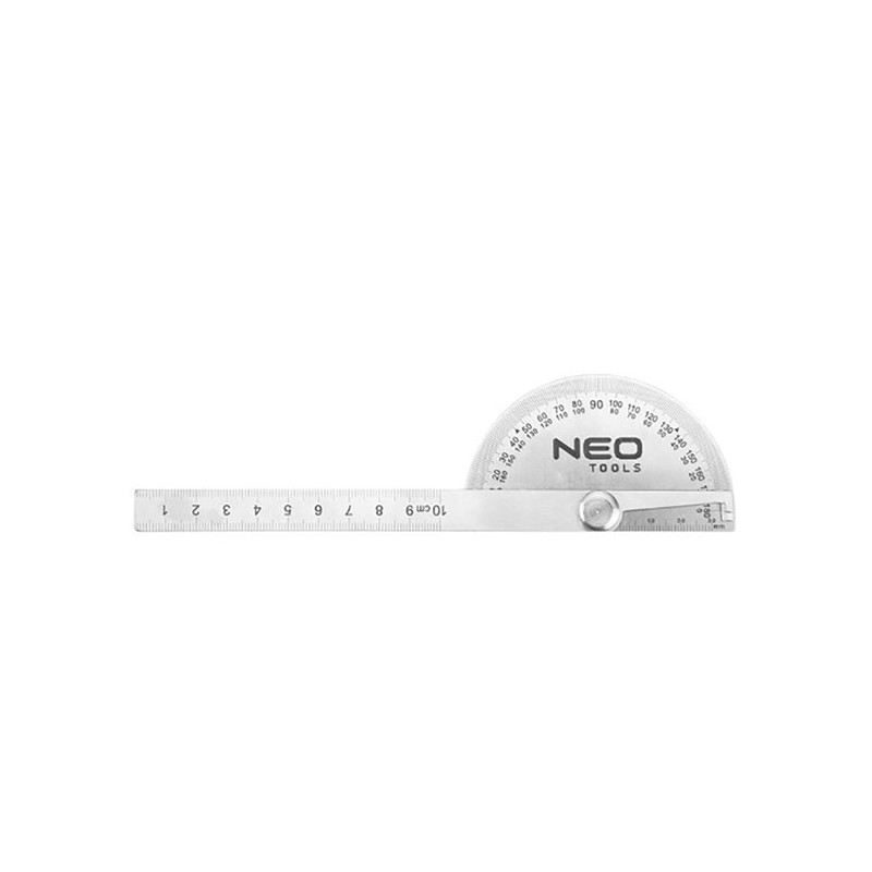 Úhloměr s pravítkem NEO TOOLS 0-100 mm, pravítko, úhloměr, nerezová ocel