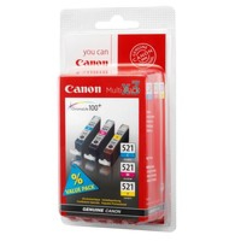 Canon CLI-521 C/M/Y Pack Sec/Value Pack Blistered
