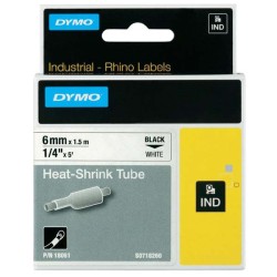 RHINO HEAT SHRINK TUBE 6X 1.5/BLACK ON WHITE IN 18051