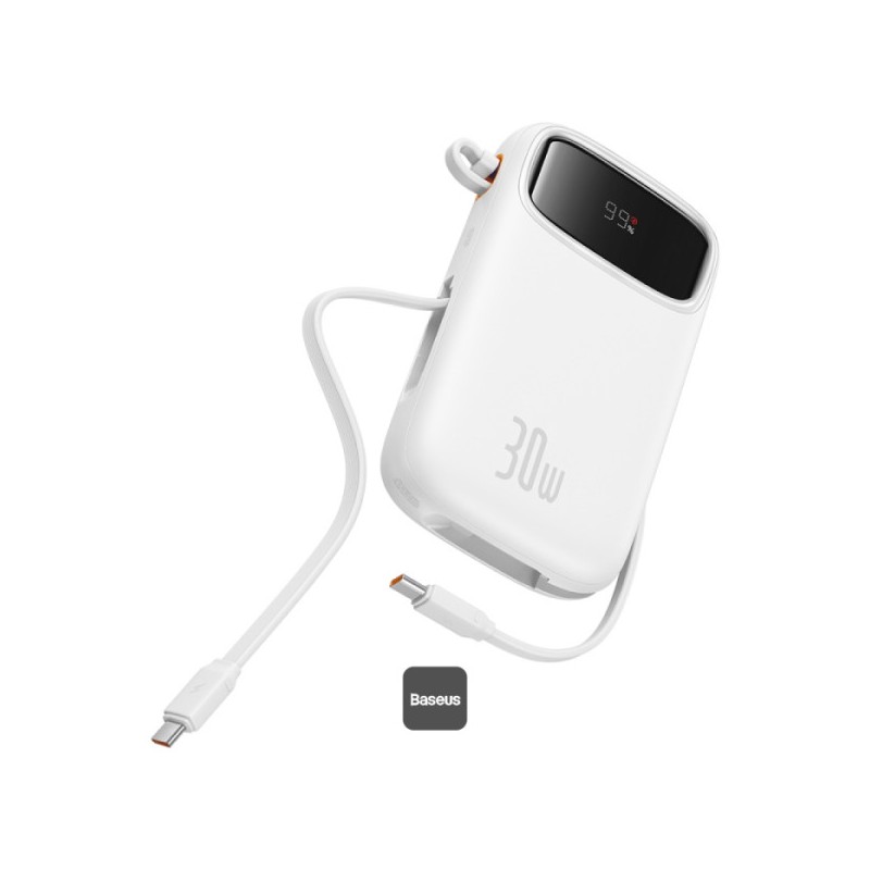 Baseus power banka Qpow 10000mAh 30W bílá s USB-C kabelem