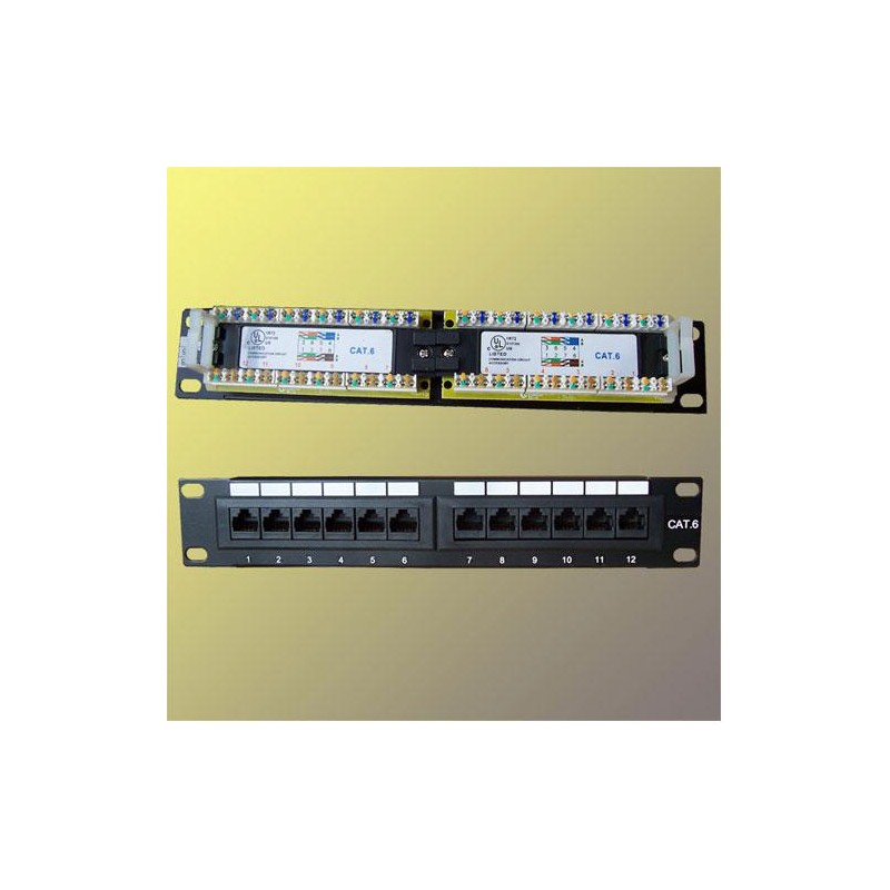 Patch panel 10“ UTP cat6, 12portů