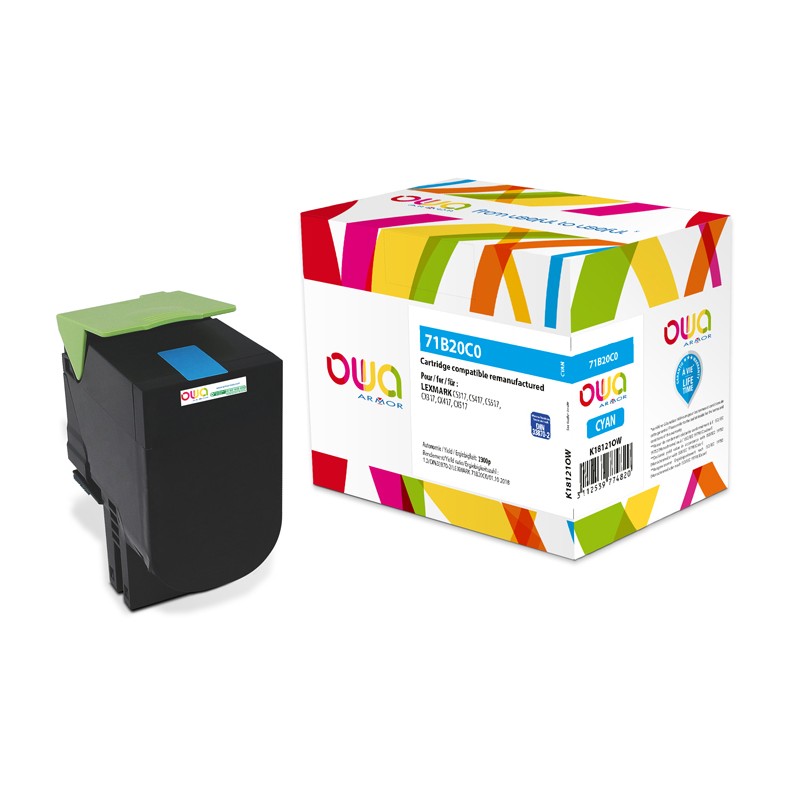 OWA Armor toner kompatibilní s LEXMARK 71B20C0, 2300st, modrá/cyan