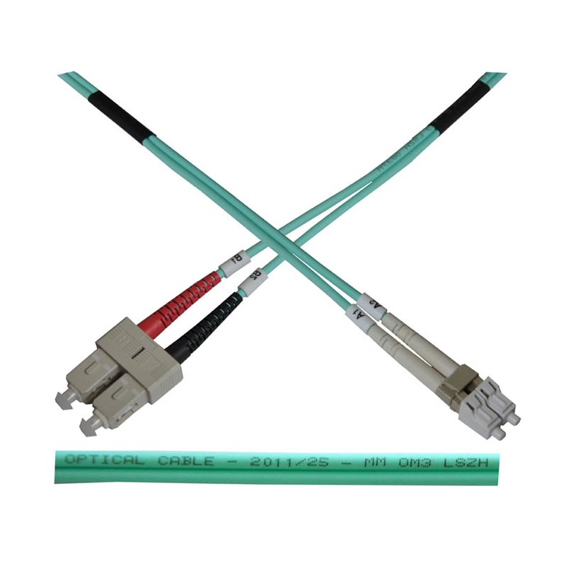 Optický patch kabel duplex LC-SC 50/125 MM 2m OM3