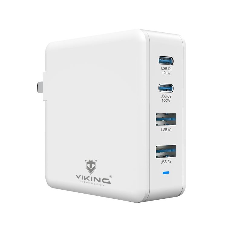 Viking nabíječka USB GaN 100W, podpora PD3.0 a QC4+, bílá