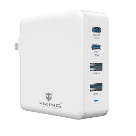 Viking nabíječka USB GaN 100W, podpora PD3.0 a QC4+, bílá