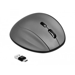 Delock Ergonomická optická pětitlačítková myš 3 v 1, USB Typu-A / Type-C™ 2,4 GHz a Bluetooth 12016