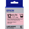 Epson zásobník se štítky – saténový pásek, LK-4HKK, černá/růžová, 12 mm (5 m)