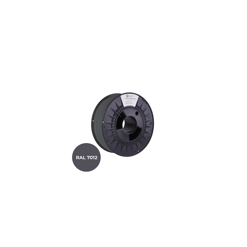 Filament C-TECH PREMIUM LINE, TPU 90A, flexibilní, čedičová šedá, RAL7012, 1,75mm, 1kg