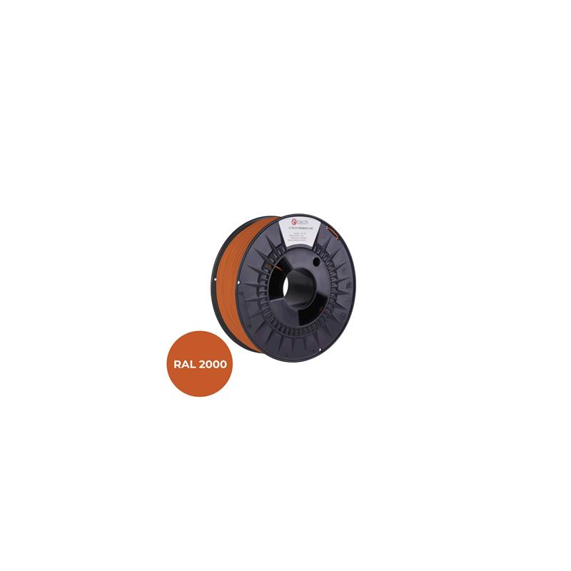 Filament C-TECH PREMIUM LINE, TPU 90A, flexibilní, žlutooranžová, RAL2000, 1,75mm, 1kg