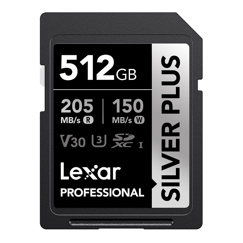 Lexar paměťová karta 512GB Professional SILVER PLUS SDXC™ UHS-I, čtení/zápis: 205/150MB/s