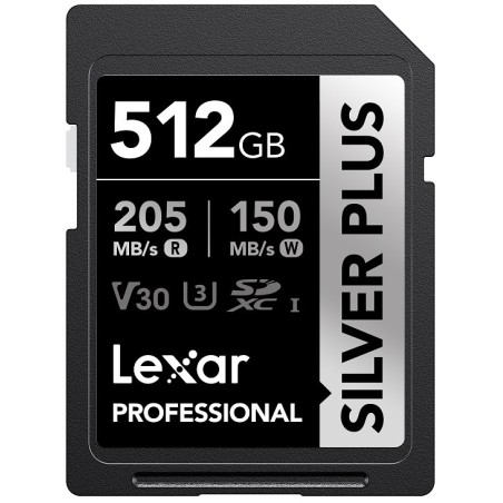 Lexar paměťová karta 512GB Professional SILVER PLUS SDXC™ UHS-I, čtení/zápis: 205/150MB/s