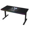 LORGAR stůl s volitelnou výškou, vestavěnou skříní pro PC, bezdrátovou nabíječkou, RGB a USB porty, dřevěná deska