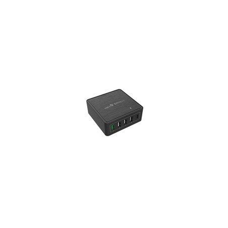 WG - Síťová nabíječka 5x USB 60W, 1x USB-A QC 3.0 + 3x USB-A Smart IC + 1x USB-C PD, černá