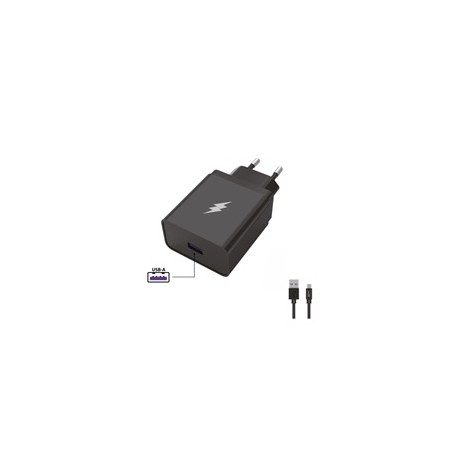 WG - Síťová nabíječka 1x USB-A 22,5W, SuperCharge, 5V-9V-12V, + kabel USB-A na Type-C (5A), černá