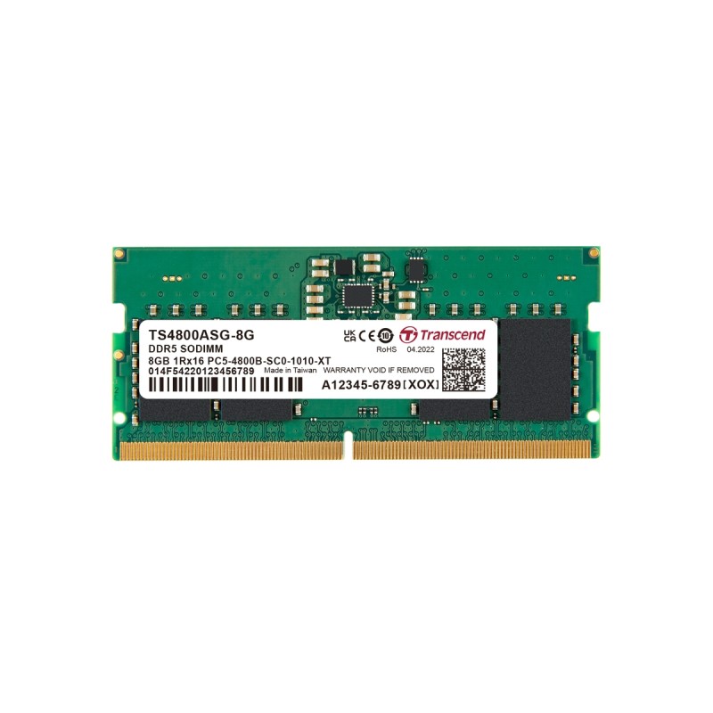 TRANSCEND SODIMM DDR5 8GB 4800MHz JM 1Rx16 1Gx16 CL40 1.1V