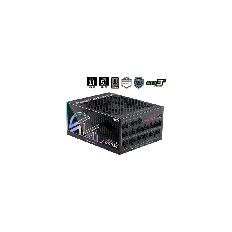 MSI zdroj MPG Ai1300TS PCIE5/ 1300W/ ATX3.1/ akt. PFC/ 12 let záruka/ 120mm ventilátor/ modulární/ 80PLUS Titanium