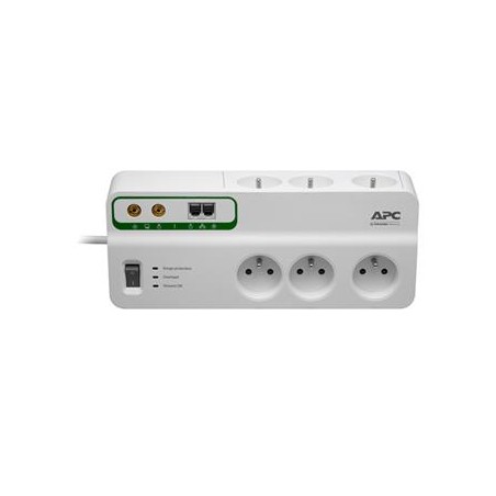 APC Home/Office SurgeArrest 6 Outlets with Phone & Coax Protection 230V France, 3m