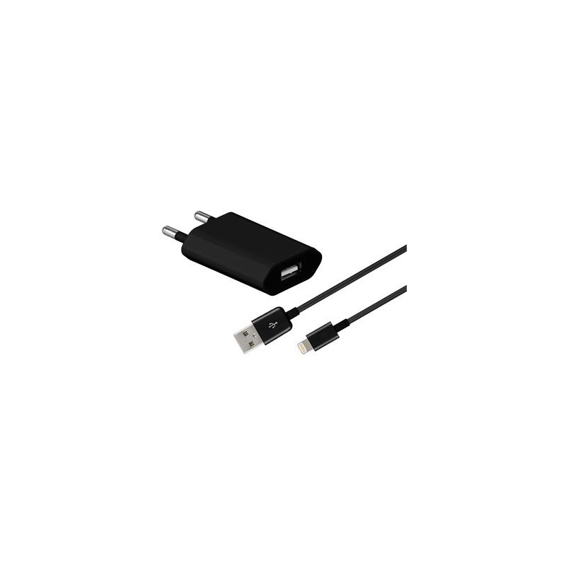 Nabíjecí ultra slim adaptér 230V na USB 1A a Lightning iPhone kabel 1m černý