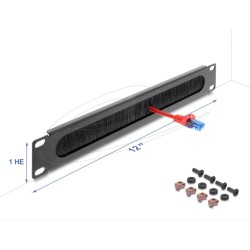 Delock 12 Cable Management Brush Strip, Delock 12 Cable Management Brush Strip
