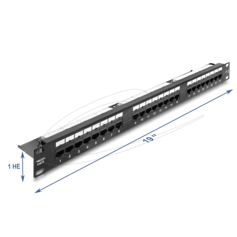 Delock 19 1U Patch Panel 24 port Cat.6, Delock 19 1U Patch Panel 24 port Cat.6