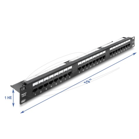 Delock 19 1U Patch Panel 24 port Cat.6, Delock 19 1U Patch Panel 24 port Cat.6
