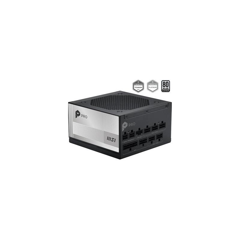 MSI zdroj PRO A850PL PCIE5/ 850W/ ATX3.1/ akt. PFC/ 7 let celk. záruka/ 120mm fan/ modulární kabeláž/ 80PLUS Platinum