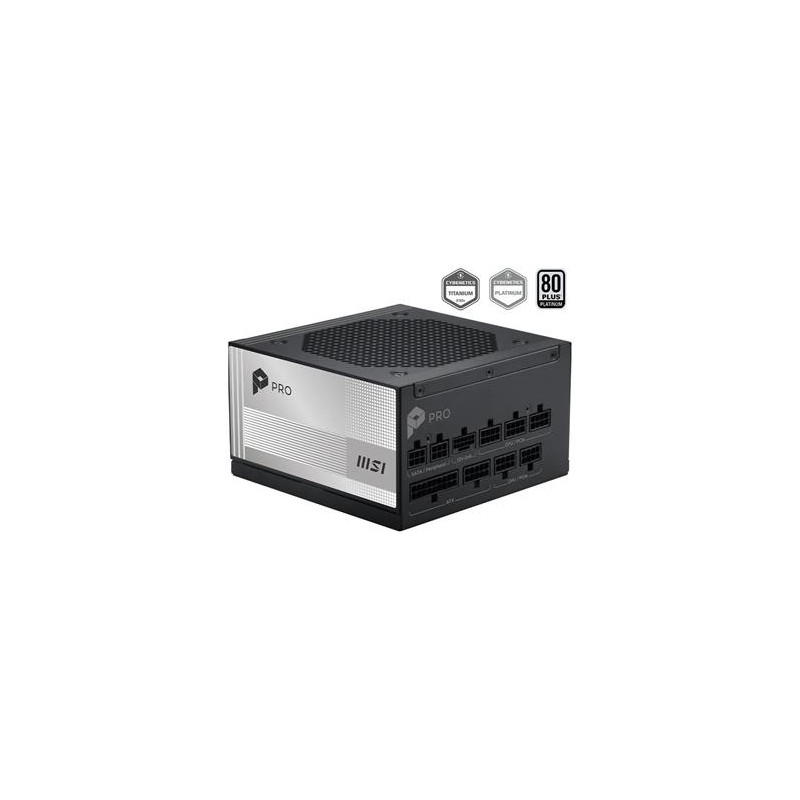 MSI zdroj PRO A1000PL PCIE5/ 1000W/ ATX3.1/ akt. PFC/ 7 let celk. záruka/ 120mm fan/ modulární kabeláž/ 80PLUS Platinum