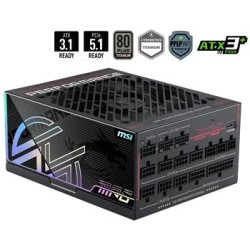 MSI zdroj MPG AI1600TS PCIE5/ 1600W/ ATX3.1/ akt. PFC/ 12 let celk. záruka/ 135mm fan/ modulární kabeláž/ 80PLUS Titani