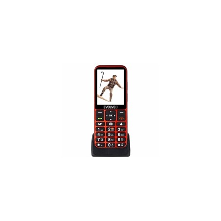 BAZAR - EVOLVEO EasyPhone LT, mobilní telefon pro seniory s nabíjecím stojánkem, červená - Po opravě (Komplet)