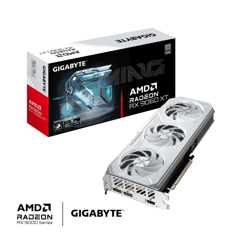GIGABYTE VGA AMD Radeon RX 9060 XT GAMING OC ICE 16G, 16G GDDR6, 2xDP, 1xHDMI