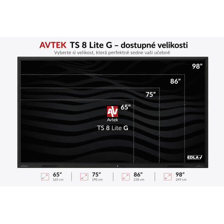 AVTEK TS 8 Lite G 98, interaktivní dotykový displej 98", 4K, 8GB/128GB, EDLA, Android 14