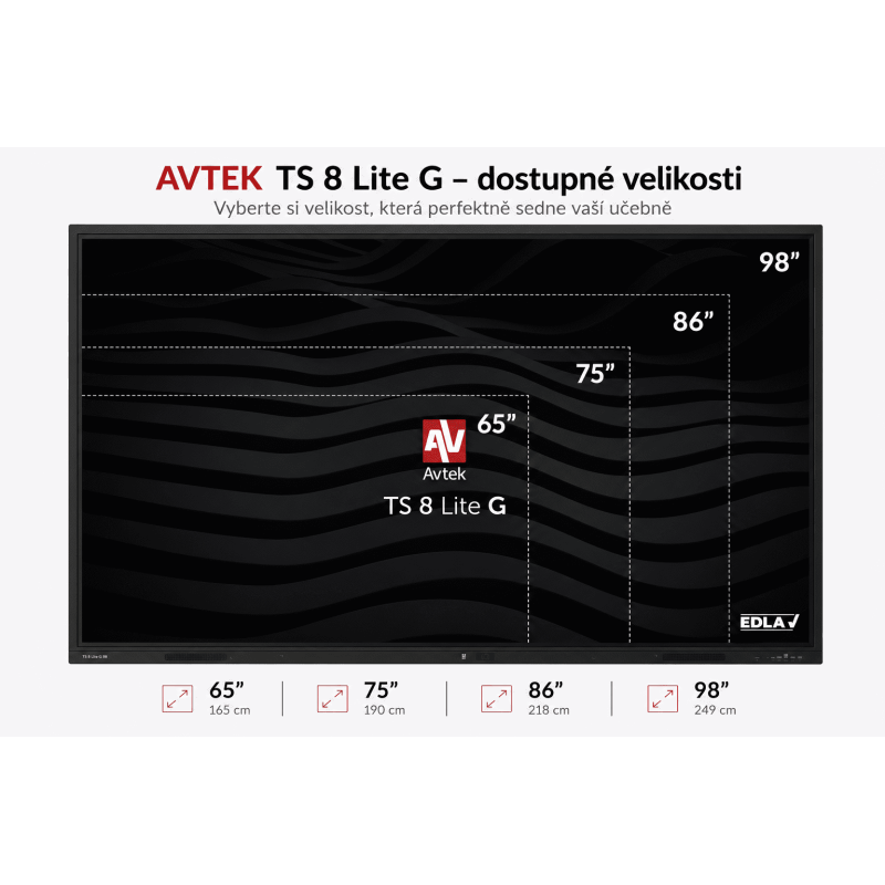 AVTEK TS 8 Lite G 86, interaktivní dotykový displej 86", 4K, 8GB/128GB, EDLA, Android 14