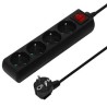 PremiumCord Prodlužovací přívod 230V 2m 4 zásuvky + vypínač, černý