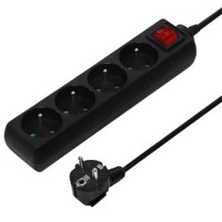 PremiumCord Prodlužovací přívod 230V 3m 4 zásuvky + vypínač, černý