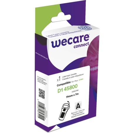 WECARE ARMOR páska kompatibilní s DYMO S0720820,Black/Transparent,19MM*7M