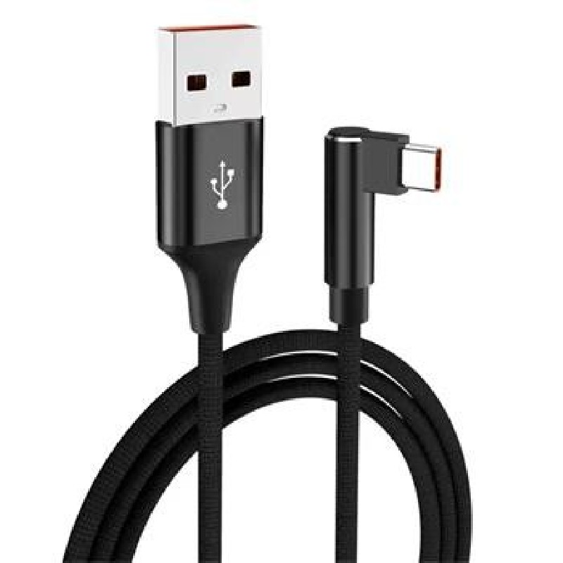 PremiumCord Kabel USB typ C/M zahnutý konektor 90° - USB A/M, rychlé nabíjení 3A, 2m