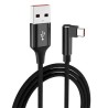 PremiumCord Kabel USB typ C/M zahnutý konektor 90° - USB A/M, rychlé nabíjení 3A, 2m